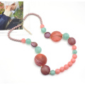 2021 winter and autumn series long acrylic and resin green and rose red beaded necklace